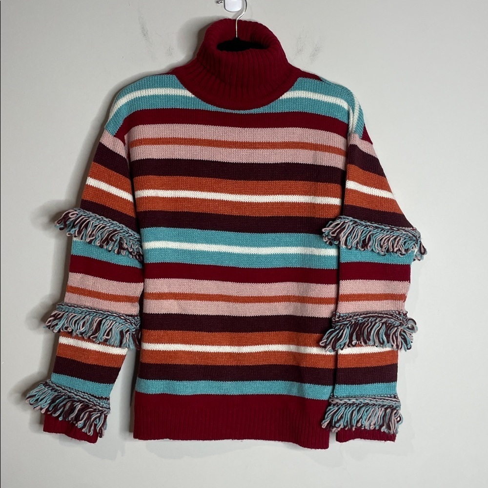 Hayley Menzies | Sunset Stripes Road Trip West Fringe Sweater Size Small